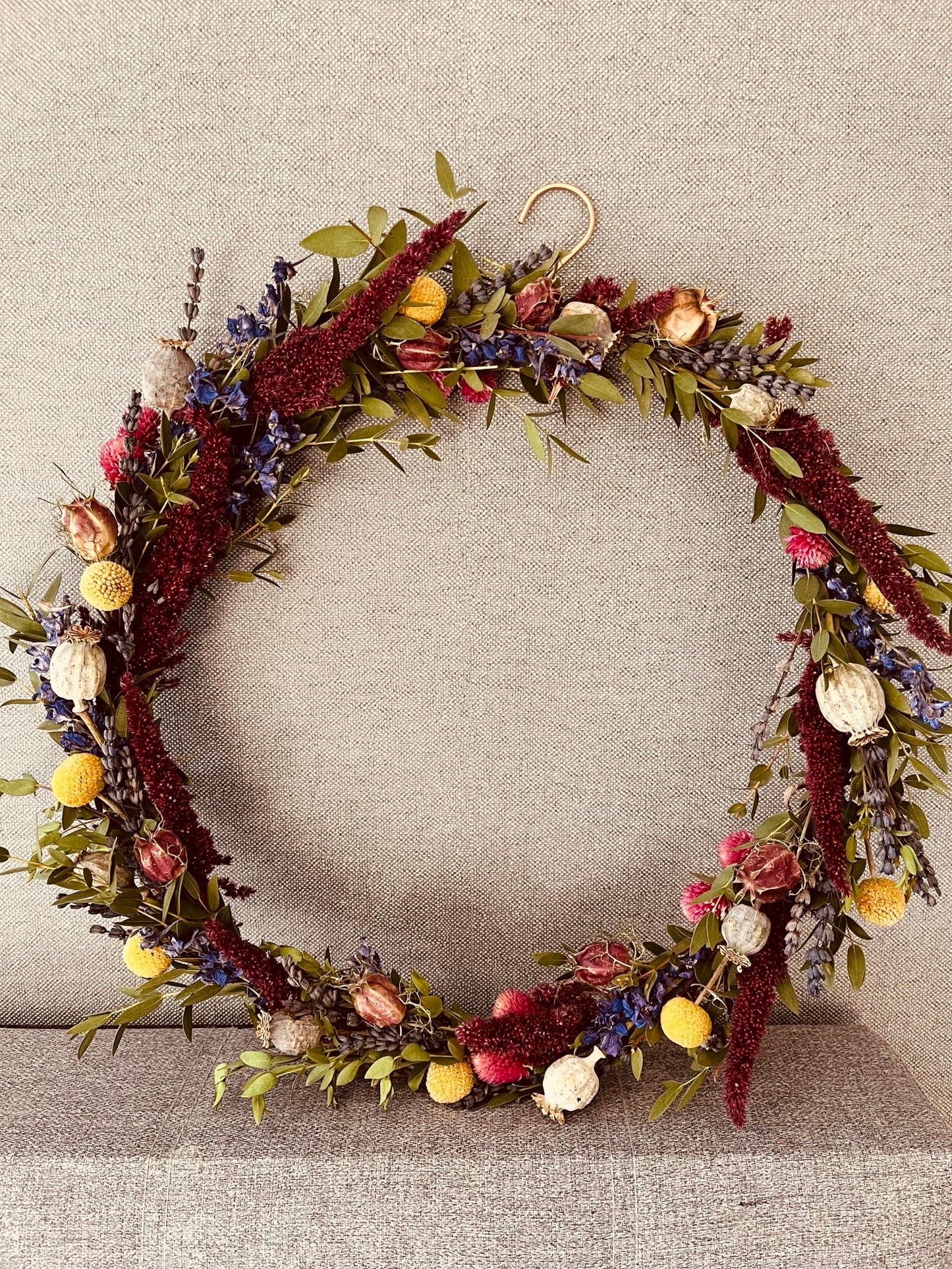 Droogbloemen krans. (30 cm)