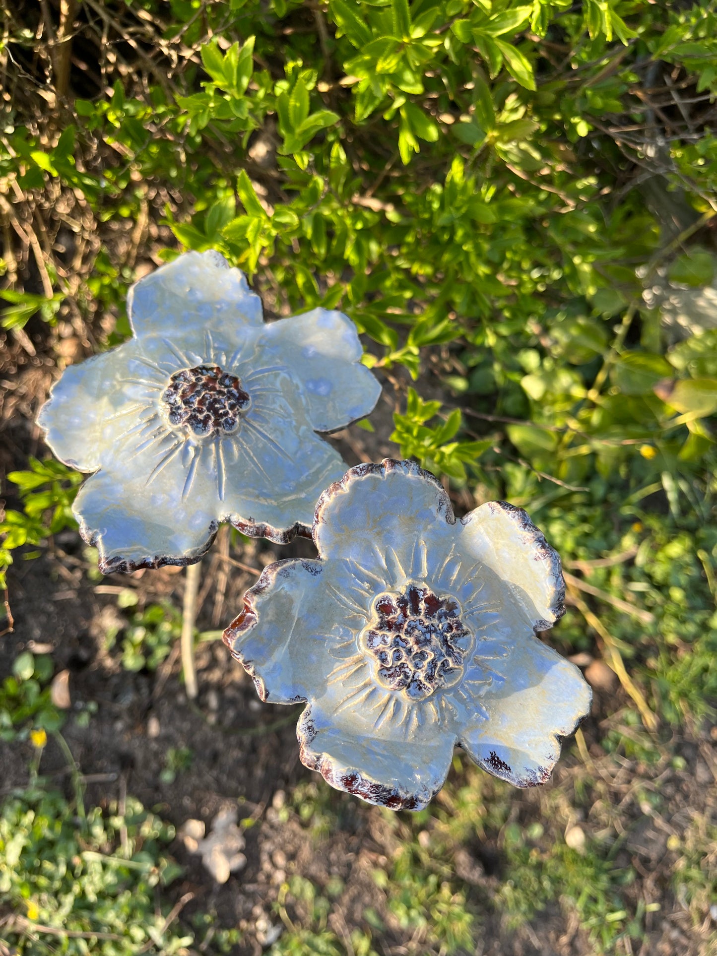 Blauwe bloem set van 2.